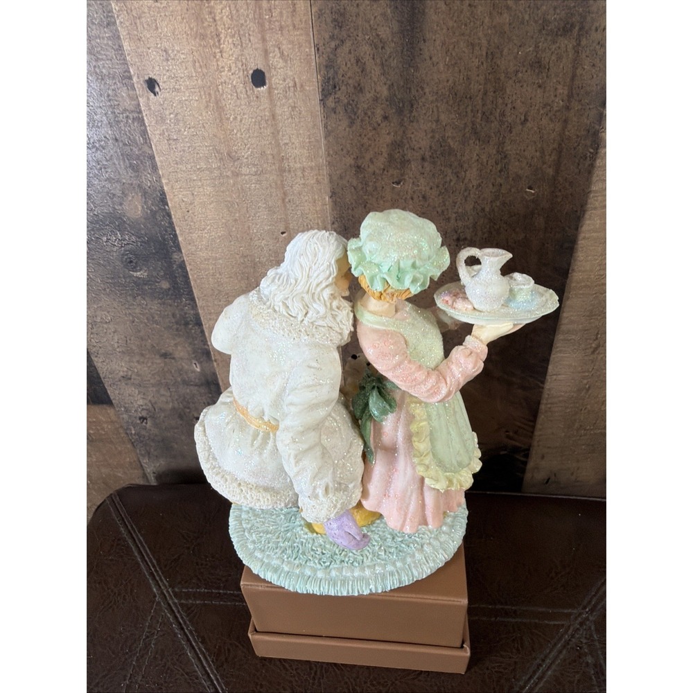 VTG 1990s Sears Pastel Santa Claus Figurine Mrs Claus Dog Resin Glitter W/‎ Box - Picture 9 of 16